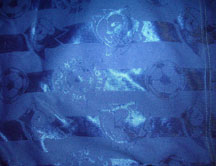 Blue Sonic soccer football shirt close up