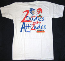 2 dudes with Attitudes Sonic & Knuckles shirt