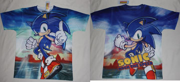 All over print Sonic tee. "Sonic Rock The Speed"