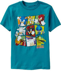 Square modern characters Sonic shirt