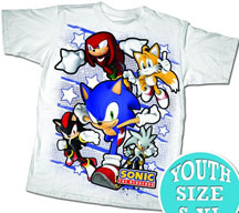 Sonic, Shadow, Knuckles, Tails & Silver shirt