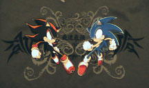 Sonic Vs Shadow brown shirt close up