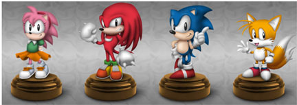 Gaya Chess Pieces art, Amy, Knuckles, Sonic, Tails