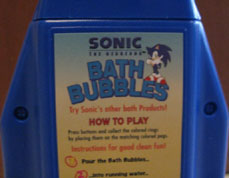 Sonic Bath Bubbles blue game back side