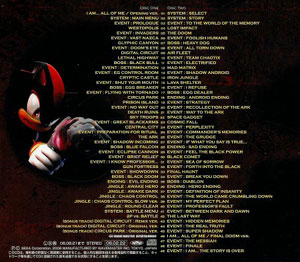 Shadow the Hedgehog Orginal Soundtrack Back